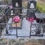 Установка двух памятников с облицовкой плиткой — фото 1