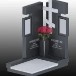 Мемориальный комплекс с крестом из чёрного гранита — фото 5